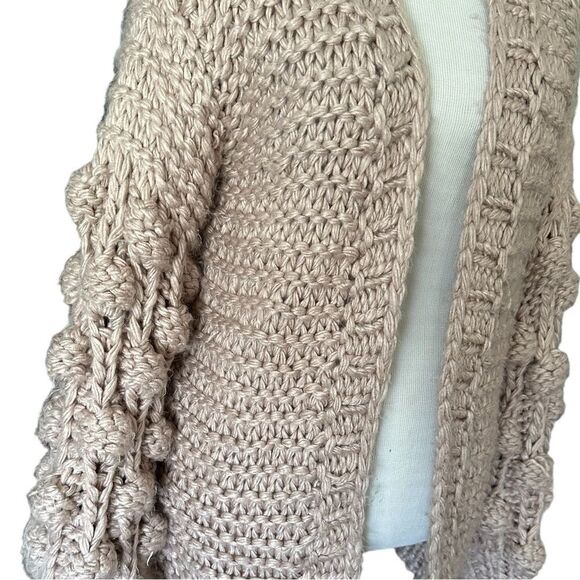 Wishlist Dusty Rose Thick Knitted Knotted Big Sleeved Open Front Midi Cardigan - Picture 5 of 10